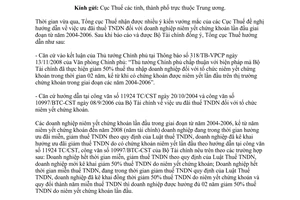 Công văn 2924/TCT-PC ưu đãi thuế thu nhập doanh nghiệp niêm yết chứng khoán