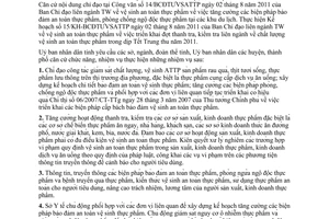 Công văn 3589/UBND-VHXH 2011 phòng chống ngộ độc thực phẩm Bến Tre