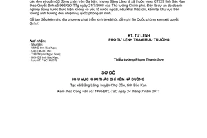 Công văn 1495/BTL-TaC 2011 khai thác điểm chì kẽm Nà Duồng Chợ Đồn Bắc Kạn