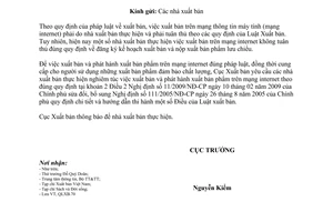 Công văn 2627/CXB-QLXB xuất bản trên mạng thông tin máy tính