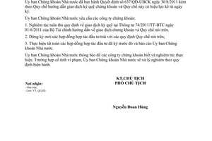 Công văn 2787/UBCK-QLKD thực hiện giao dịch chứng khoán ký quỹ