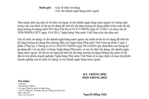 Công văn 6838/NHNN-CSTT xác định số dư nợ tín dụng để tính tốc độ tăng trưởng