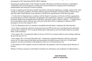 Official Dispatch No. 10790/BTC-CST, on Implementing Resolution No.08/2011/QH13