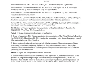 Circular No. 116/2011/TT-BTC guiding the Prime Minister's Decision No. 36/2011