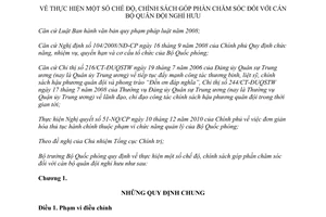 Thông tư 158/2011/TT-BQP chế độ chính sách chăm sóc cán bộ quân đội nghỉ hưu