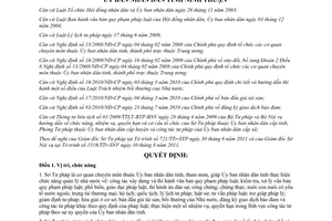 Quyết định 34/2011QĐ-UBND chức năng nhiệm vụ quyền hạn và cơ cấu tổ chức