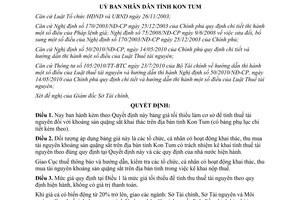 Quyết định 18/2011/QĐ-UBND giá tối thiểu tính thuế tài nguyên đối với khoáng sản quặng sắt Kon Tum