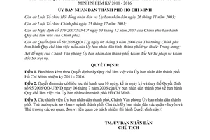 Quyết định 55/2011/QĐ-UBND về Quy chế làm việc của Ủy ban nhân dân thành phố Hồ