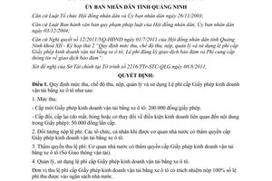Quyết định 2603/2011/QĐ-UBND Lệ phí cấp Giấy phép kinh doanh vận tải bằng xe ô