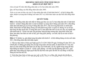 Nghị quyết 23/2011/NQ-HĐND nhiệm vụ phát triển kinh tế xã hội cuối 2011 Ninh Thuận