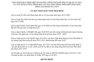 Quyết định 09/2011/QĐ-UBND Quy định cơ chế, chính sách hỗ trợ và quản lý đầu tư