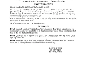 Quyết định 101/2011/QĐ-UBND thực hiện nếp sống văn minh cưới tang lễ hội kỷ niệm Bắc Ninh