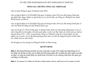 Quyết định 562/QĐ-TCTK tiến hành Khảo sát mức sống dân cư