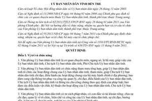 Quyết định 1837/QĐ-UBND 2011 cơ cấu tổ chức của Văn phòng Uỷ ban Bến Tre