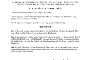 Quyết định 28/2011/QĐ-UBND Quy chế phối hợp giữa Ban Quản lý Khu công nghiệp