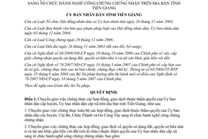 Quyết định 23/2011/QĐ-UBND chuyển giao việc chứng thực hợp đồng, giao dịch