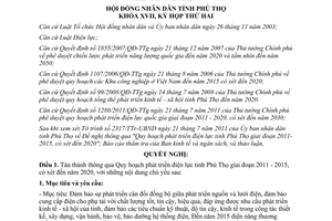 Nghị quyết 15/2011/NQ-HĐND  Quy hoạch phát triển điện lực tỉnh Phú Thọ