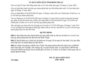 Quyết định 20/2011/QĐ-UBND trình tự thủ tục tự kiểm tra xử lý văn bản quy phạm