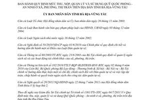 Quyết định 38/2011/QĐ-UBND mức thu, nộp, quản lý và sử dụng Quỹ Quốc phòng