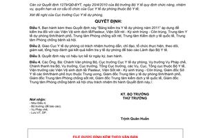 Quyết định 2999/QĐ-BYT Bảng kiểm tra Y tế dự phòng