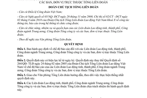 Quyết định 1012/QĐ-TLĐ  Quy định chế độ báo cáo Liên đoàn Lao động