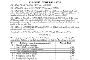 Quyết định 46/2011/QĐ-UBNĐ giá tiêu thụ nước sạch sinh hoạt Công ty Bảo Lộc