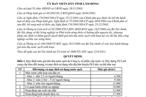 Quyết định 48/2011/QĐ-UBNĐ giá tiêu thụ nước sạch sinh hoạt Công ty Di Linh