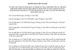 Hướng dẫn liên ngành 885/HDLN/TNMT-CT thu tiền sử dụng đất chuyển mục đích sử dụng đất Lào Cai