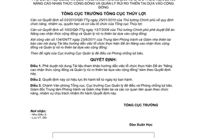 Quyết định 666/QĐ-TCTL-ĐĐ Nâng cao nhận thức cộng đồng và Quản lý rủi ro thiên