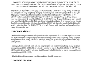 Kế hoạch 147/KH-BCĐ138  tổ chức Hội nghị sơ kết 1 năm thực hiện Chỉ thị 48-CT