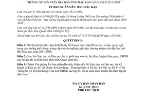 Quyết định 1539/QĐ-UBND 2011 dạy và học ngoại ngữ trong các trường Bắc Kạn