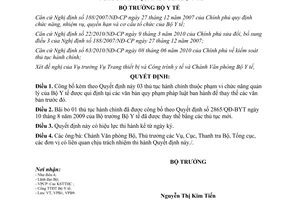 Quyết định 3033/QĐ-BYT công bố thủ tục hành chính được sửa đổi