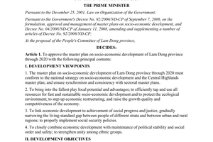 Decision No. 1462/QD-TTg approving the master plan on socio-economic development