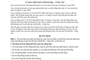 Quyết định số 40/2011/QĐ-UBND chi phổ biến giáo dục pháp luật Bà Rịa - Vũng Tàu