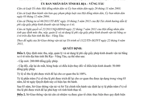 Quyết định 47/2011/QĐ-UBND lệ phí cấp giấy phép kinh doanh vận tải bằng xe ô tô