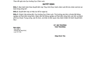 Quyết định 1947/QĐ-BNN-CN Quy trình thực hành chăn nuôi tốt