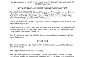 Quyết định 1943/QĐ-BNN-CB năm 2011 Quy trình kỹ thuật nhập xuất kho muối dự trữ