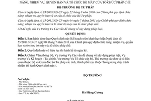 Quyết định 1477/QĐ-BTP  Kế hoạch triển khai Nghị định 55/2011/NĐ-CP