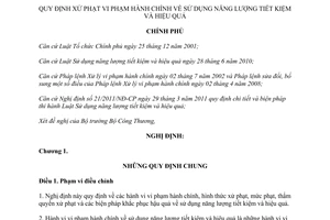 Nghị định 73/2011/NĐ-CP xử phạt vi phạm hành chính sử dụng năng lượng