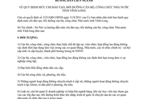 Hướng dẫn 873/2011/HDLN-STC-SNV 2011 mức chi đào tạo bồi dưỡng cán bộ công chức Vĩnh Long