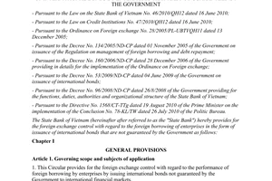 Circular No. 19/2011/TT-NHNN guiding the foreign exchange control with regard to