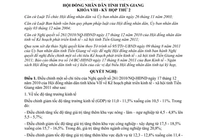 Nghị quyết 01/2011/NQ-HĐND chỉ tiêu kế hoạch phát triển kinh tế xã hội Tiền Giang