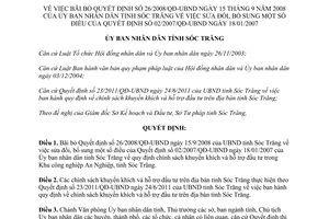 Quyết định 202/QĐ-UBND bãi bỏ Quyết định 26/2008/QĐ-UBND