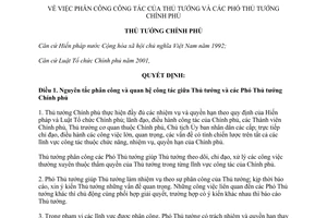 Quyết định 1476/QĐ-TTg  phân công công tác Thủ tướng và Phó Thủ tướng