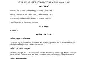 Nghị định 74/2011/NĐ-CP phí bảo vệ môi trường khai thác khoáng sản