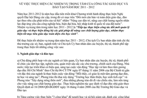 Chỉ thị 09/2011/CT-UBND thực hiện các nhiệm vụ trọng tâm của công tác giáo dục