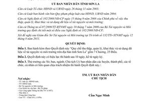 Quyết định 12/2011/QĐ-UBND Quy chế thu thập quản lý khai thác và sử dụng dữ liệu