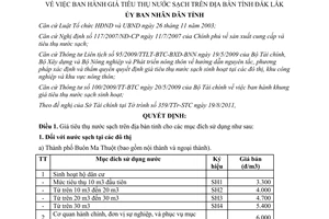 Quyết định 21/2011/QĐ-UBND giá tiêu thụ nước sạch trên địa bàn tỉnh Đắk Lắk