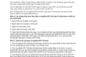 Thông tư 33/2011/TT-BYT quy định việc xét nghiệm HIV bắt buộc trong trường hợp c