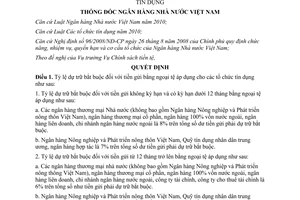 Quyết định 1925/QĐ-NHNN điều chỉnh tỷ lệ dự trữ bắt buộc bằng ngoại tệ